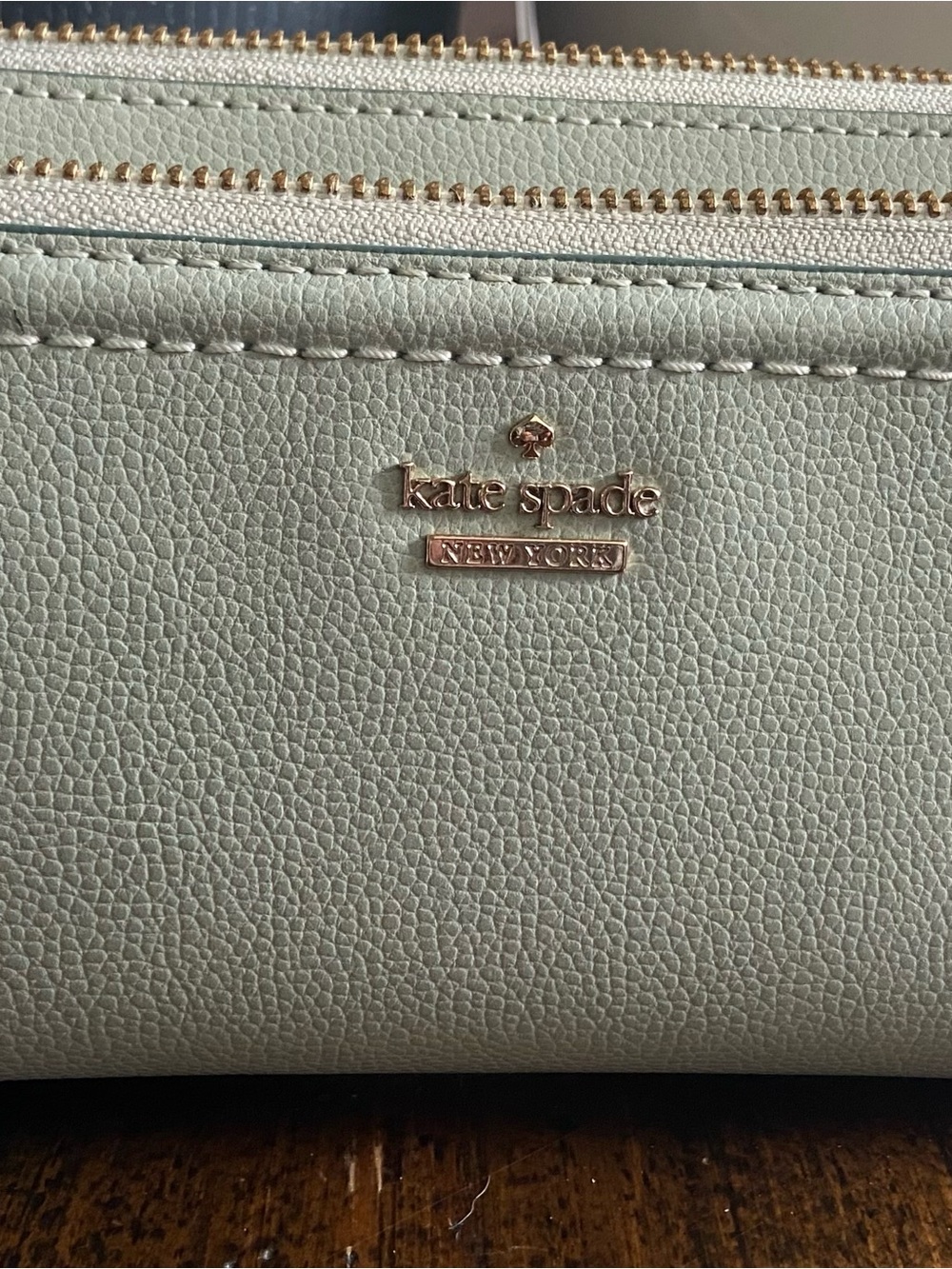 kate spade Mint Leather Zip Wallet